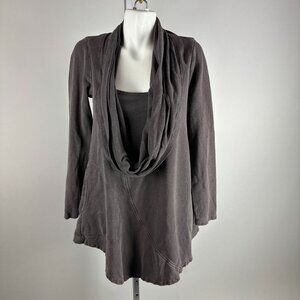 Prairie Underground Gray Brown Your Orbit Cowl Neck Tunic Boho Lagenlook Small
